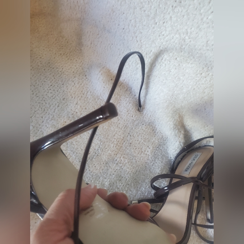 Brown Steve Madden Squared Toe Strappy Heels 10M - Picture 4 of 7